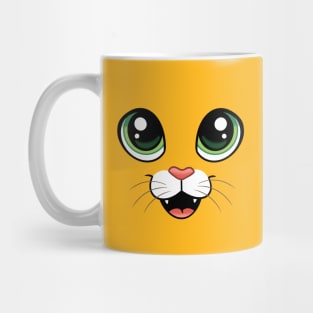 Happy Cat Face with Big Eyes - Open Mouth Mug